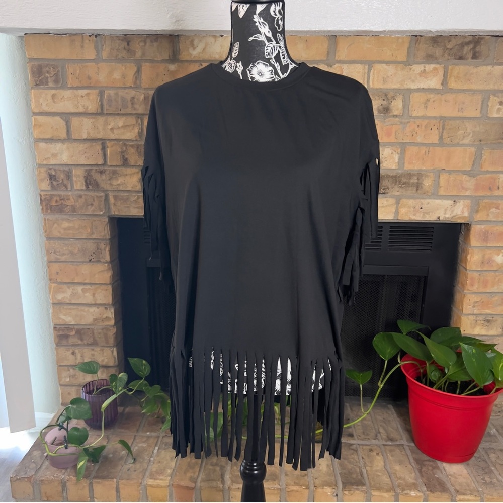 Shein Lune Plus Fringe Hem Solid Tee Size 0xl Nwot